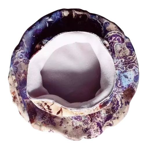 Béret dessus cuir beige/velours de soie