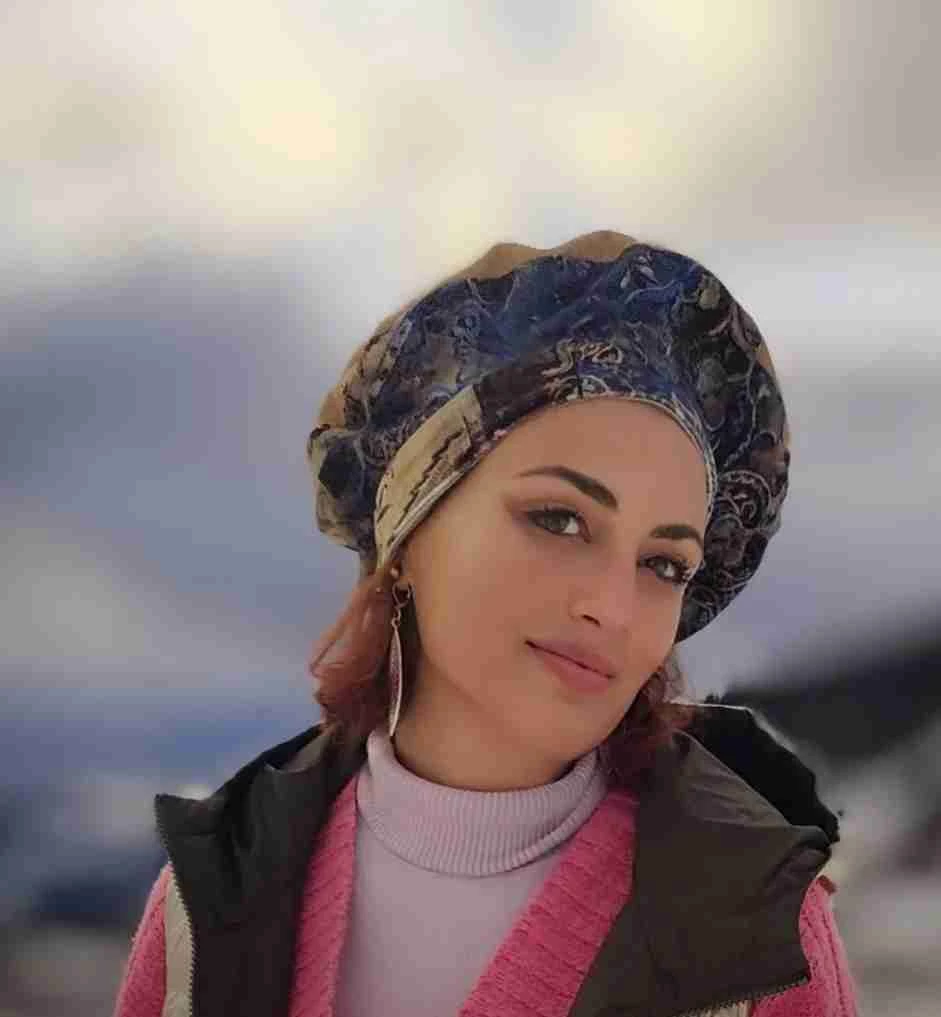 Béret dessus cuir beige/velours de soie