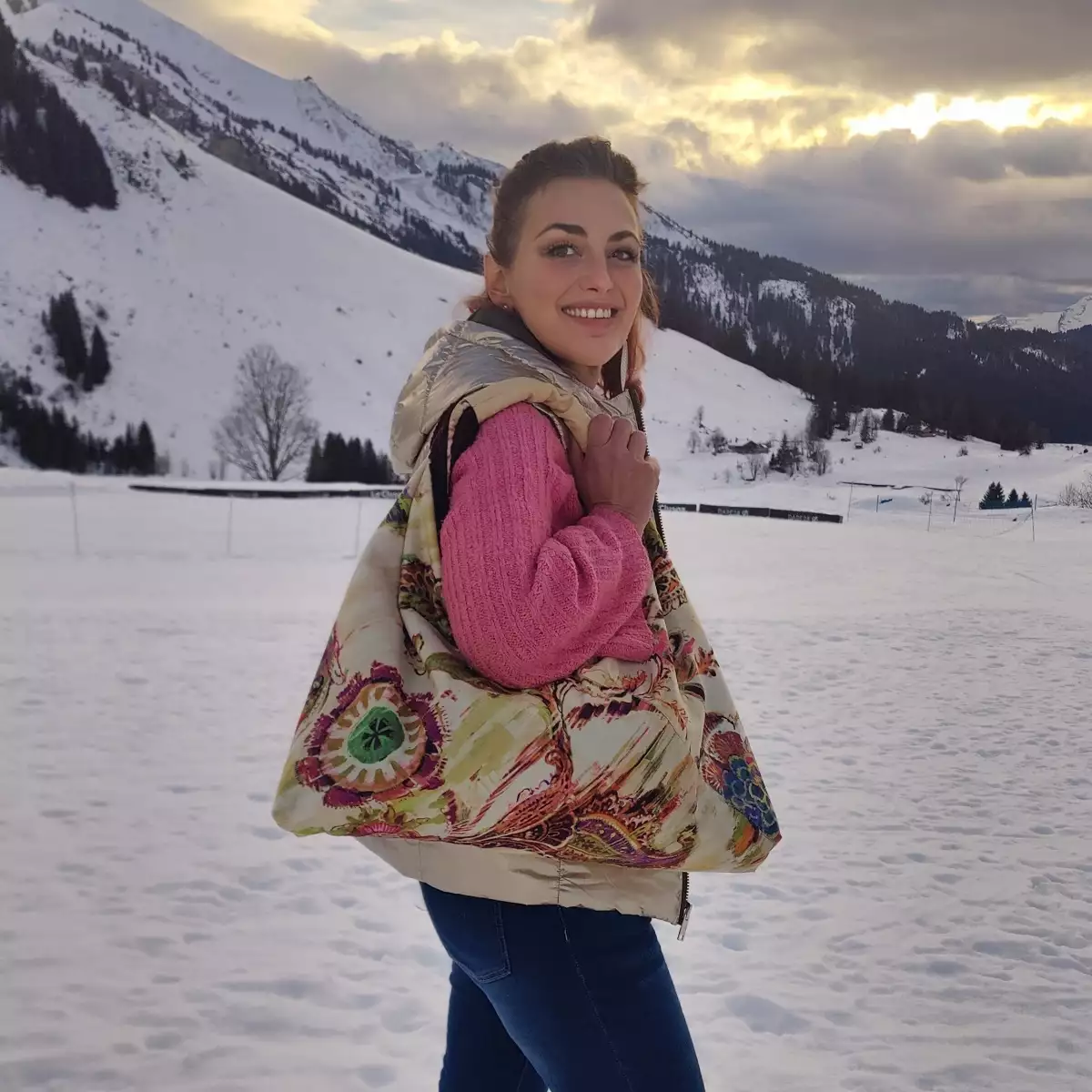 Sac réversible velours de soie/fourrure marron