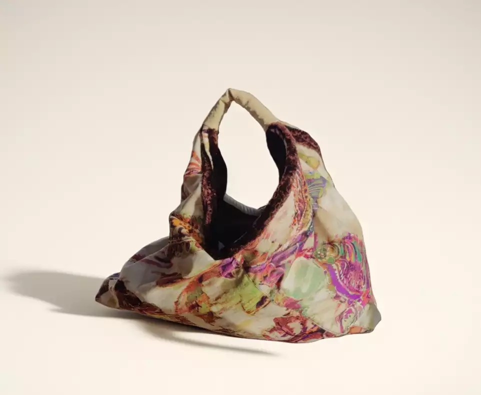 Sac réversible velours de soie/fourrure marron