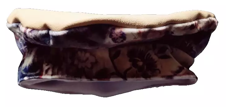 Béret dessus cuir beige/velours de soie