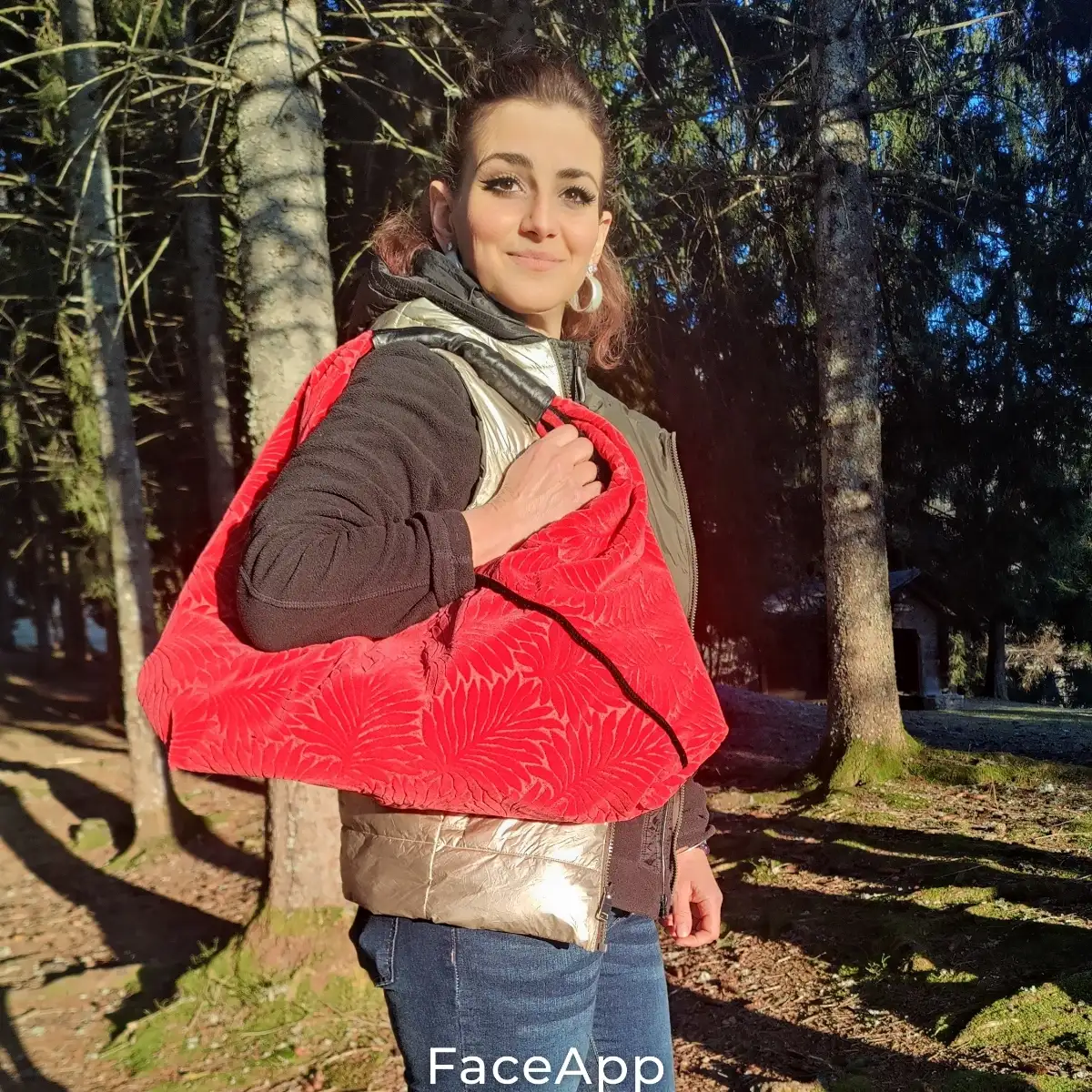 Sac réversible velours rose feuilles/léopard noir