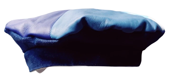 Béret triangle cuir/denim